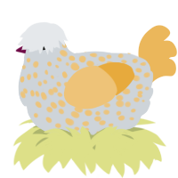 A mist and honey chicken with a speckle pattern