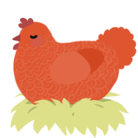 A vermilion chicken with a double-lace pattern