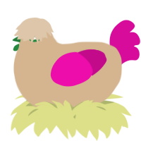 A beige and fuchsia chicken
