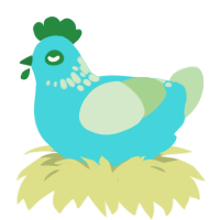 baja blast jr, a aqua and gluppy chicken with a neck-speckle pattern