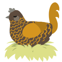 A bark and ochre chicken with a lace pattern
