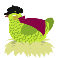 A lime and chartreuse chicken with a lace pattern