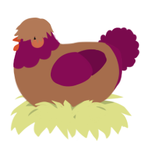 A brown and wine chicken with a head pattern