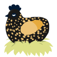 A sable and honey chicken with a speckle pattern