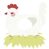 white baby, a white chicken with a lace pattern