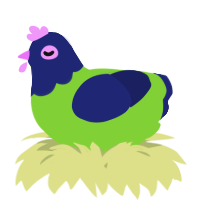 A grass and navy chicken with a head pattern
