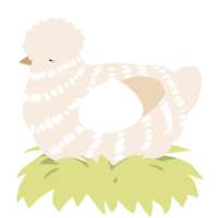 A cream chicken with a bar pattern