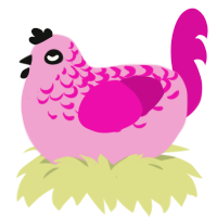 Pannnkkk, a pink and fuchsia chicken with a half-lace pattern