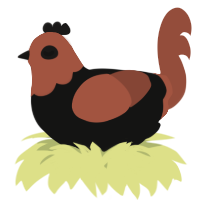 A black and russet chicken with a head pattern