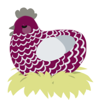 A wine and mist chicken with a lace pattern