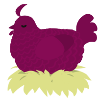 A wine chicken with a lace pattern