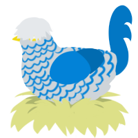 stained glass, a mist and sapphire chicken with a lace pattern