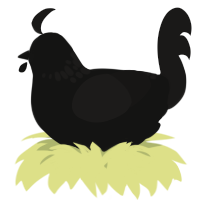 A black and sable chicken with a neck-speckle pattern