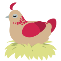 A beige and crimson chicken with a neck-speckle pattern