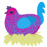 Hibiscus, a fuchsia and sky chicken with a double-lace pattern