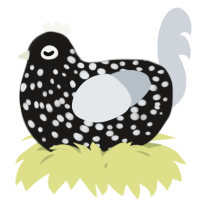 A sable and mist chicken with a speckle pattern