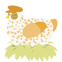 A white and honey chicken with a speckle pattern