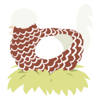 A russet and white chicken with a lace pattern