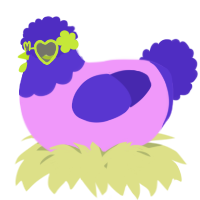 A lavender and indigo chicken with a head pattern
