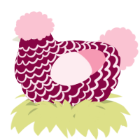 A maroon and rose chicken with a lace pattern