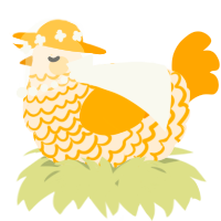 A cream and orange chicken with a lace pattern
