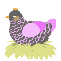 A grey and lavender chicken with a lace pattern