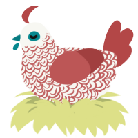 A white and red chicken with a double-lace pattern