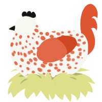 Candied Orange, a white and vermilion chicken with a speckle pattern