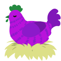 A amethyst and violet chicken with a bar pattern