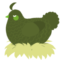 A olive chicken with a lace pattern