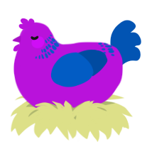 A amethyst and ultramarine chicken with a neck-band pattern