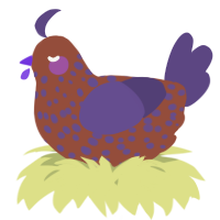 A russet and overcast chicken with a speckle pattern
