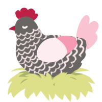 A grey and rose chicken with a lace pattern