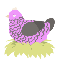 A lavender and grey chicken with a lace pattern