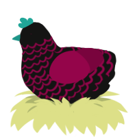 A Vote For Anarchy, a black and maroon chicken with a lace pattern