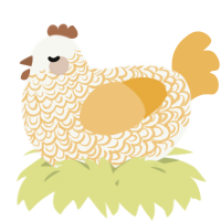 A white and honey chicken with a double-lace pattern
