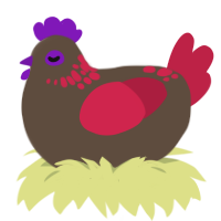 木耳, a bark and crimson chicken with a neck-speckle pattern