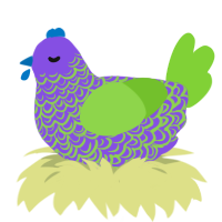 A blurple and grass chicken with a double-lace pattern