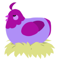 A lilac and plum chicken with a head pattern