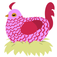 Valentine, a lavender and crimson chicken with a lace pattern
