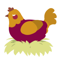 A maroon and ochre chicken with a head pattern