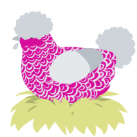 A fuchsia and mist chicken with a double-lace pattern