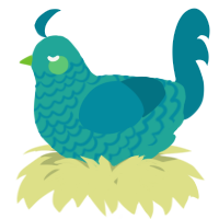 A turquoise and sea chicken with a lace pattern