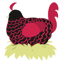 A sable and crimson chicken with a lace pattern