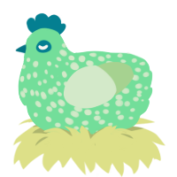 A spring and gluppy chicken with a speckle pattern
