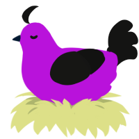 A amethyst and black chicken