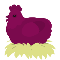 A wine chicken with a head pattern