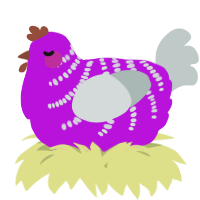 A amethyst and silver chicken with a half-bar pattern