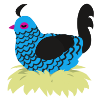 A sky and sable chicken with a lace pattern