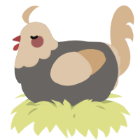 A grey and beige chicken with a head pattern